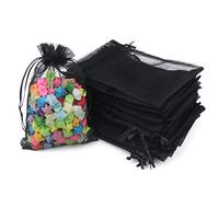 jijAcraft Bolsas de Organza de Regalo 10x15cm, 100PCS Bolsitas de Organza para Boda Favores, Joyas y Dulces (Negro)