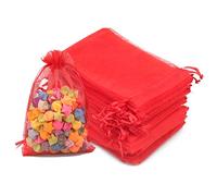 jijAcraft Bolsas de Organza de Regalo 10x15cm, 100PCS Bolsitas de Organza para Boda Favores, Joyas y Dulces (Rojo)