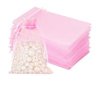 jijAcraft Bolsas de Organza de Regalo 13x18cm, 100PCS Bolsitas de Organza para Boda Favores, Joyas y Dulces (Rosa)