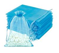 jijAcraft Bolsas de Organza de Regalo 13x18cm, 100PCS Bolsitas de Organza para Boda Favores, Joyas y Dulces (Azul)