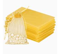 jijAcraft Bolsas de Organza de Regalo 13x18cm, 100PCS Bolsitas de Organza para Boda Favores, Joyas y Dulces (Doroado)