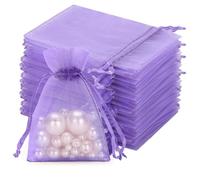jijAcraft Bolsas de organza pequeñas moradas 7 x 9 cm: bolsas de regalo con cordón transparente para joyas, 100 unidades, bolsas de organza para boda, para rellenar, regalo de caramelo