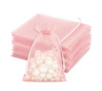 jijAcraft Bolsas de organza rosa bebé 10 x 15 cm: bolsas de regalo con cordón transparente para joyas, 50 unidades, bolsas de organza para boda, para rellenar, regalo de caramelo