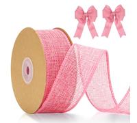 jijAcraft Cinta de Yute de 4 cm de Ancho, Cinta de Regalo de Arpillera Rosa Vintage de 10 M con Hilo, Cinta de Arpillera Decorativa para Manualidades, Pajarita, decoración de Bodas