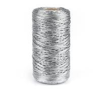 jijAcraft Cuerda plateada de 100 m: 1,5 mm, cuerda metálica de Navidad para envolver regalos, hilo metálico plateado para manualidades y decoración de Navidad