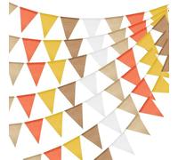 jijAcraft Guirnalda de banderines naranja y amarilla para exterior: 20 m, resistente a la intemperie, guirnalda de fiesta para jardín, 5 unidades, reutilizable para luz de campo, boda, 60 hermosos