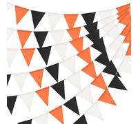 jijAcraft Guirnalda de banderines naranja y negro para exteriores: 20 m, resistente a la intemperie, guirnalda de fiesta para jardín, 5 unidades, reutilizable para Halloween, 60 hermosos banderines