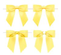 jijAcraft Lazo amarillo autoadhesivo: 9 x 8,5 cm, pequeño lazo de regalo con alambre, 24 unidades de lazos decorativos listos para cumpleaños, lazos de satén para Halloween, Pascua, fiesta temática de