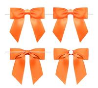 jijAcraft Lazo naranja autoadhesivo: 9 x 8,5 cm, pequeño lazo de regalo con alambre, 24 unidades de lazos decorativos listos para cumpleaños, lazos de satén para Halloween, Pascua, fiesta temática de