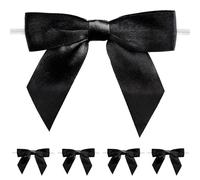 jijAcraft Negro pequeños lazos autoadhesivos: lazo listo para regalo con alambre 9 × 8,5 cm lazos decorativos para manualidades, 50 unidades de lazos de satén para corona de flores, árbol de Navidad