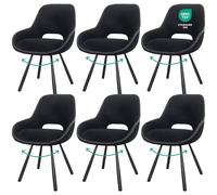 JIJIAN Pack de 6 Sillas de Comedor Modernas, Negro, con Reposabrazos Bajos, Giratorias, Auto Enderezamiento, para Cocina, Salón, Dormitorio, Oficina, Hospitalidad