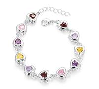 JIJIBA 925 Pulseras de Plata esterlina Cadena Hermosa Colores Cristal Piedra Gota Joyería Moda para Mujer Boda Dama Linda