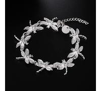 JIJIBA Bonito Cristal Dragonfly Moda 925 Plata de Ley Pulseras para Mujer Fiesta de Bodas Regalo navideño Noble joyería Fina