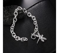 JIJIBA Moda Pretty Zircón libélula Colgante 925 Plata de Ley Pulsera para Mujer Joyería de Fiesta de Boda Regalos navideños