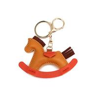 JIJIBA Mujeres Charms Cuero Bolso Colgante Keychain Cartoon Pony Rocking Horses Keyring Lindo Animal Ornamento Accesorios Decoración Regalo