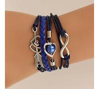 JIJIBA Pulseras de Cuero para Mujeres Wrap Infinity Love Heart Friendship Antique Leather Charm Bracelet