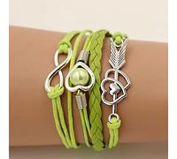 JIJIBA Pulseras de Cuero para Mujeres Wrap Infinity Love Heart Friendship Antique Leather Charm Bracelet