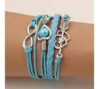 JIJIBA Pulseras de Cuero para Mujeres Wrap Infinity Love Heart Friendship Antique Leather Charm Bracelet