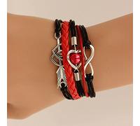 JIJIBA Pulseras de Cuero para Mujeres Wrap Infinity Love Heart Friendship Antique Leather Charm Bracelet