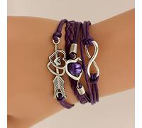 JIJIBA Pulseras de Cuero para Mujeres Wrap Infinity Love Heart Friendship Antique Leather Charm Bracelet