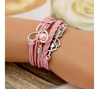 JIJIBA Pulseras de Cuero para Mujeres Wrap Infinity Love Heart Friendship Antique Leather Charm Bracelet