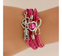 JIJIBA Pulseras de Cuero para Mujeres Wrap Infinity Love Heart Friendship Antique Leather Charm Bracelet