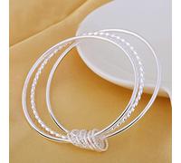 JIJIBA Tendencia Fina Tres círculos Brazalete 925 Pulseras de Plata para Mujer Moda Accesorios de Boda para Fiestas Joyería Regalo