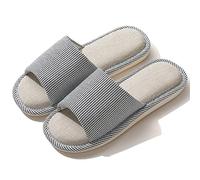 JIJIe Pantuflas de lino para mujeres y hombres, sandalias de verano para interiores y exteriores, azul marino, 42/43 EU