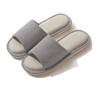JIJIe Pantuflas de lino para mujeres y hombres, sandalias de verano para interiores y exteriores, café, 40.5/41.5 EU