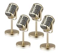 Jiklophg 4 Piezas de Accesorios de MicróFono Retro, de MicróFono Vintage, MicróFono Antiguo, MicróFono de, DecoracióN de Mesa de Escenario, Dorado
