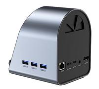 Jiklophg Adaptador 10 en 1 USB C Hub Tipo C 3.0 a 4K HD con Lector de Tarjetas SD/TF RJ45 Carga RáPida PD con Carga InaláMbrica 15W