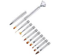 Jiklophg Cepillo de UñAs para Manicura Cepillo de Gel para UñAs 10Pcs / Set Cambiable Metal Rhinestone Pen-Plata