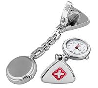 Jiklophg Clip Nurse Doctor Pendant Pocket Quartz Watch Triangle Nurse'S Table, plateado