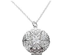 Jiklophg Collar con colgante de flor hueca de plata para mujer, Placa de plata sobre cobre