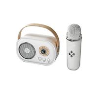Jiklophg Mini Audio Bluetooth Home Singing Karaoke Micrófono Integrado Altavoz Estéreo Home KTV Set Blanco