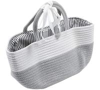 Jiklophg Organizador de pañales para bebé, cesta de almacenamiento de cuerda de algodón, contenedor de almacenamiento portátil para cambiador y coche