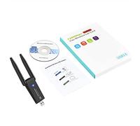 Jiklophg Tarjeta de red WiFi Tarjeta de red doble banda tarjeta de red controlador adaptador USB 3.0 1300M AC1300 con antena para ordenador portátil mini dongle