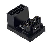 Jiklophg Tarjeta gráfica PCIE5.0 ATX3.0 Fuente de alimentación 12VHPWR 16 a 16P 600 W macho a hembra 180 grados adaptador macho negro