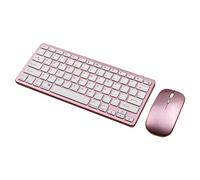 Jiklophg Teclado InaláMbrico Bluetooth RatóN Teclado de Modos Teclado Recargable Soporte de RatóN Tableta Computadora PortáTil Rosa