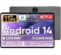 JIKOCXN Tablet 11 Pulgadas, Tablet Android 14, 6GB RAM+128GB ROM (1TB TF), procesador Octa Core, Pantalla FHD 1280 x 800, 8000mAh, GPS, Bluetooth 5.0, WLAN, Doble cámara (Negro)