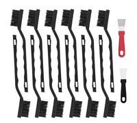 Jikvmis Juego de 12 mini cepillos de nailon, cepillo de nailon para rascar con mango curvado, limpieza de escoria de soldadura y óxido