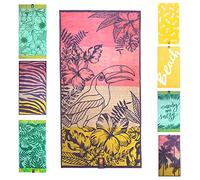 jilda-tex Toalla de playa de 90 x 180 cm, toalla de playa, toalla de playa, 100% algodón , terciopelo, rizo de fácil cuidado (Tropicana)