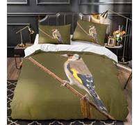 Jilguero posado Impresión 3D 3 piezas cubrecama Fotografía de naturaleza y vida silvestre funda de edredón microfibra hipoalergénica transpirable para bebés chicas adultos Super king（260x220cm）