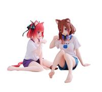 Jilijia 2 figuras de anime The Quintaesence Quintuplets Figura de Nakano Miku/Nakono Yotsuba, modelos de personajes lindos de gato, decoración de escritorio, colección de PVC, regalo