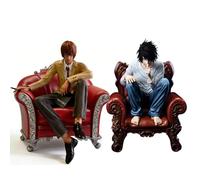 Jilijia 2 figuras ligeras Yagami L de personajes de anime sentados en pose, figura de acción coleccionable, figura de acción de PVC, adornos de escritorio