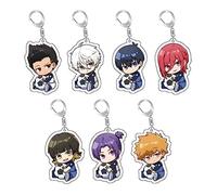 Jilijia 7 llaveros con cerradura azul de anime acrílico colgante Isagi Yoichi/Bachira Meguru/Chigiri Hyoma llavero de doble cara