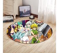 Jilijia Alfombra redonda de anime Los siete pecados capitales: la ira de los dioses, antideslizante, bonita alfombra redonda para sala de estar, dormitorio, cocina