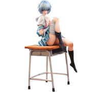 Jilijia Ayanami Rei - Figura de niña anime edición uniforme escolar | Modelo de postura sentada, coleccionables de escritorio, con escritorio escolar, regalo coleccionable de PVC