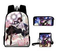 Jilijia Bungo Stray Dogs - Mochila de 3 piezas con estampado de anime Dazai Osamu, mochila de un solo hombro, estuche para lápices para niños y niñas, regalos de cumpleaños de Navidad, Akiko Yosano,