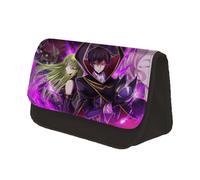 Jilijia Code Geass Lelouch of The Rebellion - Estuche para lápices de anime con doble cremallera, bolsa de papelería de gran capacidad, bolsa de almacenamiento de dibujos animados para adolescentes,